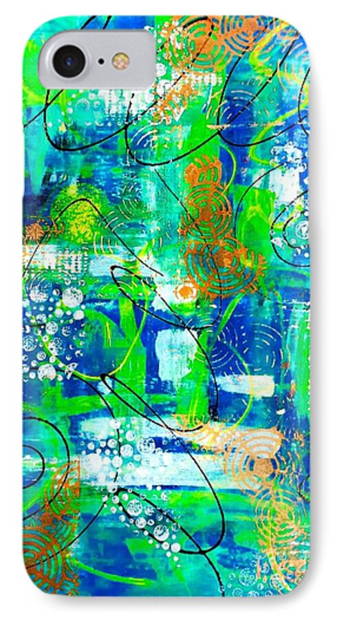 Julie-hoyle iPhone 7 Case featuring the mixed media All A Whirl by Julie Hoyle