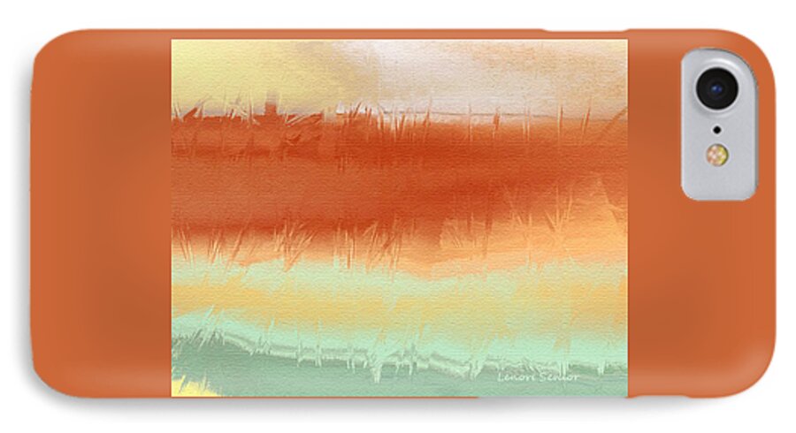 Abstract iPhone 7 Case featuring the painting Along the Side of the Highway by Lenore Senior