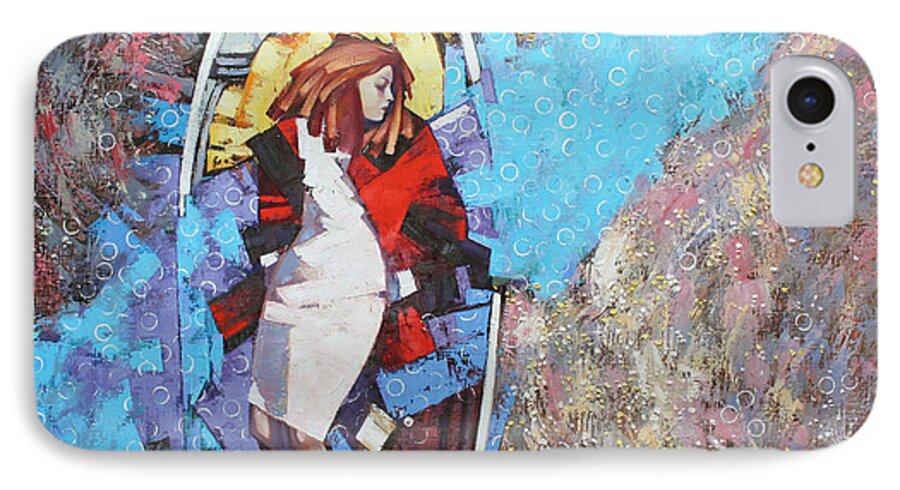 Girl iPhone 7 Case featuring the painting And I dreamed by Anastasija Kraineva