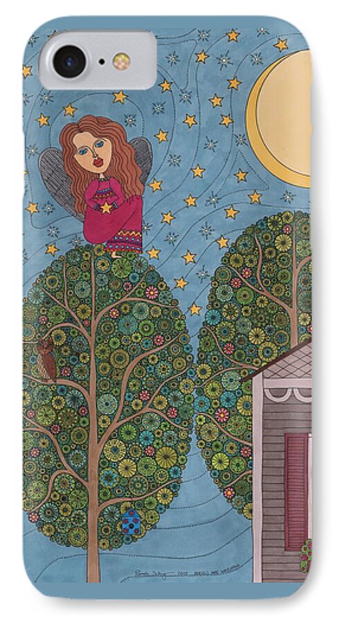 Angels iPhone 7 Case featuring the drawing Angels Are Watching by Pamela Schiermeyer