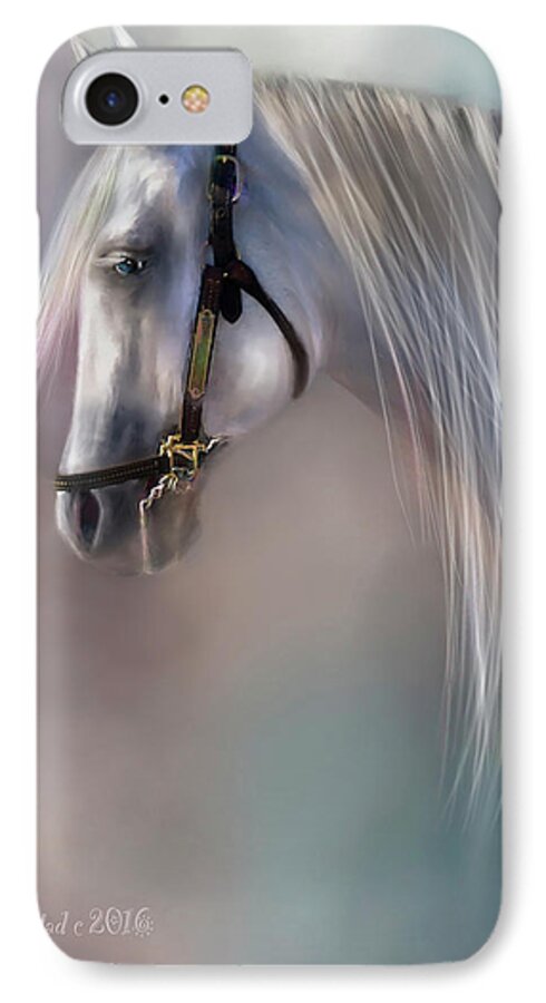 Horses iPhone 7 Case featuring the digital art Arabian Grey by Kari Nanstad