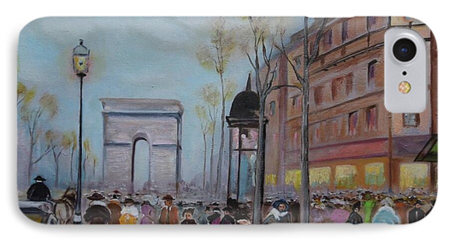 Paris iPhone 7 Case featuring the painting Arc de Triompfe - LMJ by Ruth Kamenev