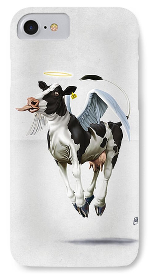 Illustration iPhone 7 Case featuring the digital art Holy Cow Wordless by Rob Snow