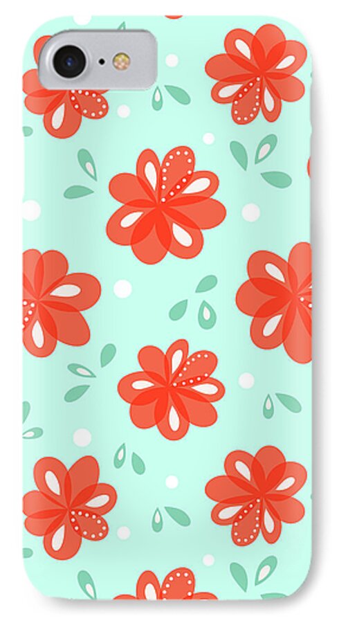 Floral iPhone 7 Case featuring the digital art Cheerful Red Flowers by Boriana Giormova