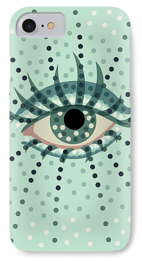 Art iPhone 7 Case featuring the digital art Beautiful Abstract Dotted Blue Eye by Boriana Giormova