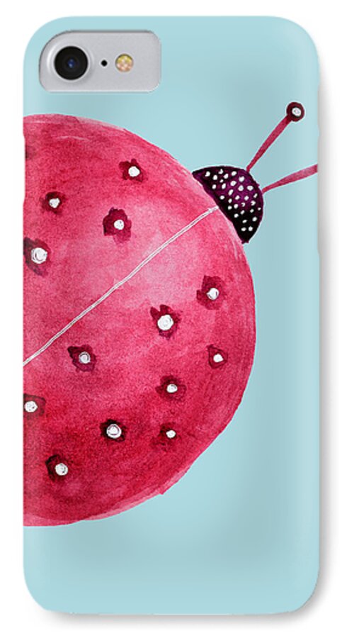 Ladybug iPhone 7 Case featuring the digital art Beautiful Abstract Watercolor Ladybug by Boriana Giormova