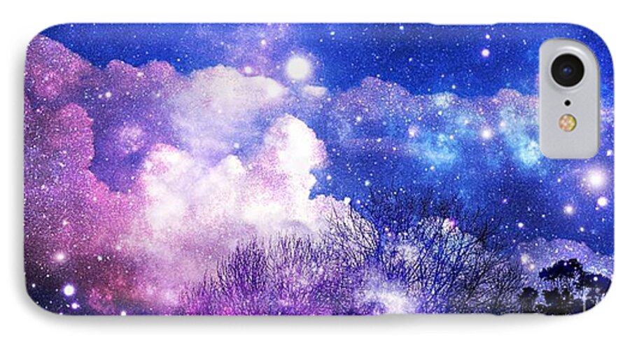 Clouds iPhone 7 Case featuring the mixed media As It Is In Heaven by Leanne Seymour