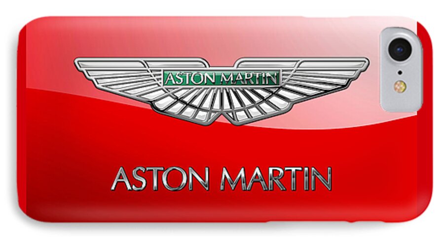 Wheels Of Fortune Collection By Serge Averbukh iPhone 7 Case featuring the photograph Aston Martin - 3 D Badge on Red by Serge Averbukh