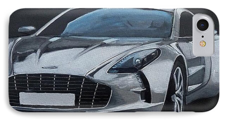 Car iPhone 7 Case featuring the painting Aston Martin One-77 by Richard Le Page