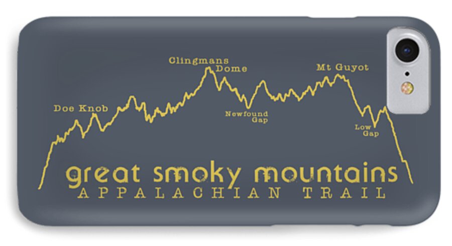 Appalachian Trail Tshirt iPhone 7 Case featuring the digital art AT Elevation Profile GSM Mustard by Heather Applegate