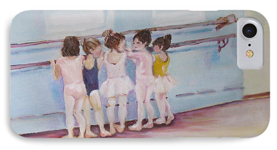 Girls iPhone 7 Case featuring the painting At the Barre by Julie Todd-Cundiff