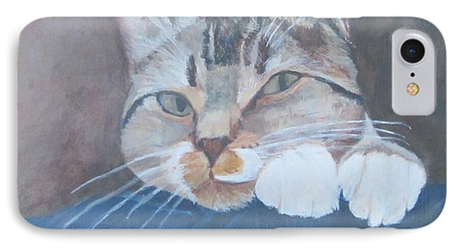 Cat iPhone 7 Case featuring the painting Austin by Paula Pagliughi
