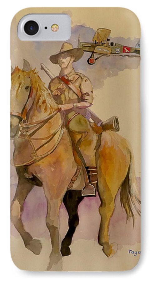 Horse iPhone 7 Case featuring the painting Australian Light Horse Regiment. by Ray Agius