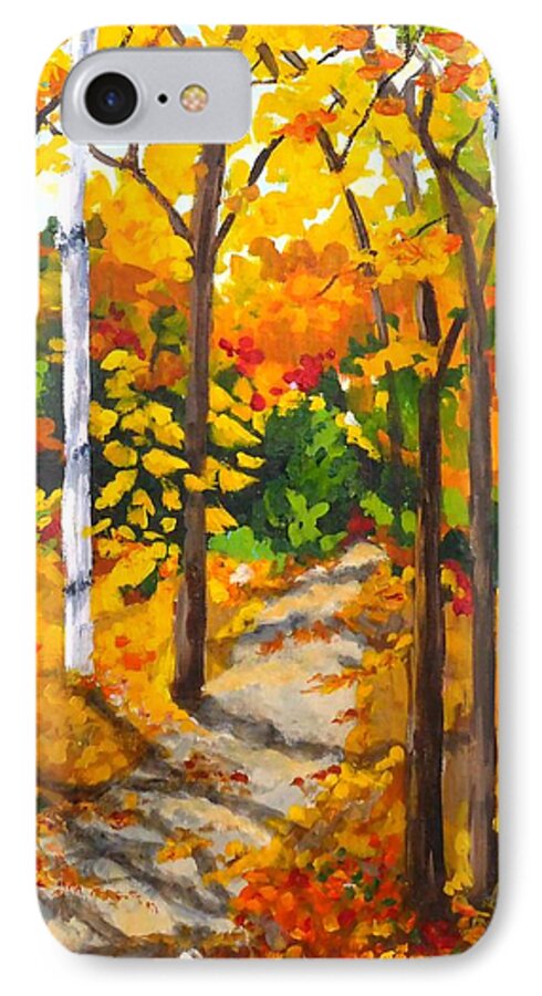 Forest iPhone 7 Case featuring the painting Autumn Forest Trail by Diane Arlitt