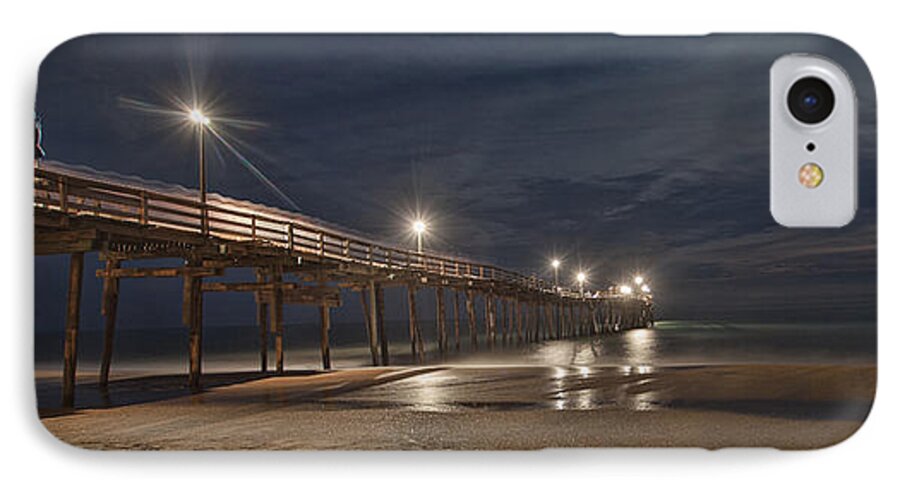 Digital Photography iPhone 7 Case featuring the photograph Avon Pier at night by Laurinda Bowling