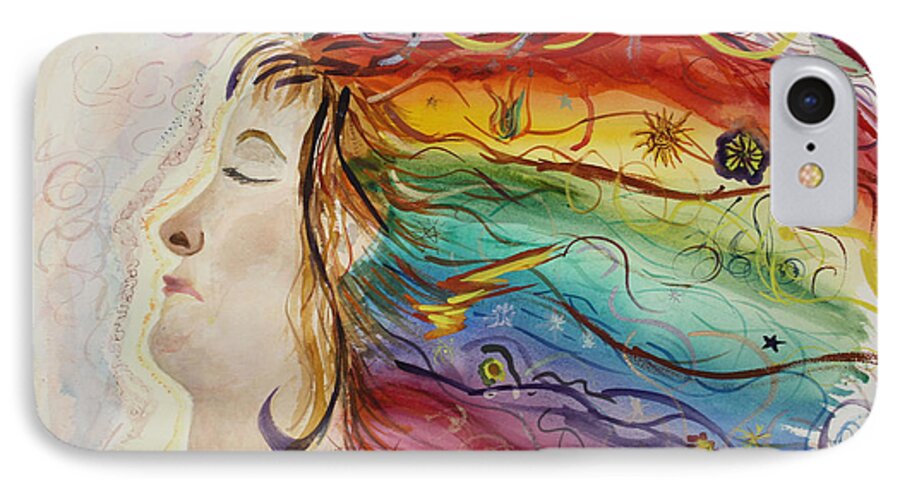 Rainbow. Profile iPhone 7 Case featuring the painting Awakening Consciousness by Donna Walsh