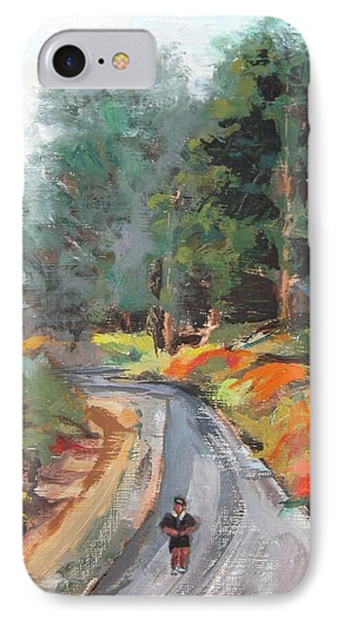 Jogger iPhone 7 Case featuring the painting Back Bay Jogger by Joyce Snyder