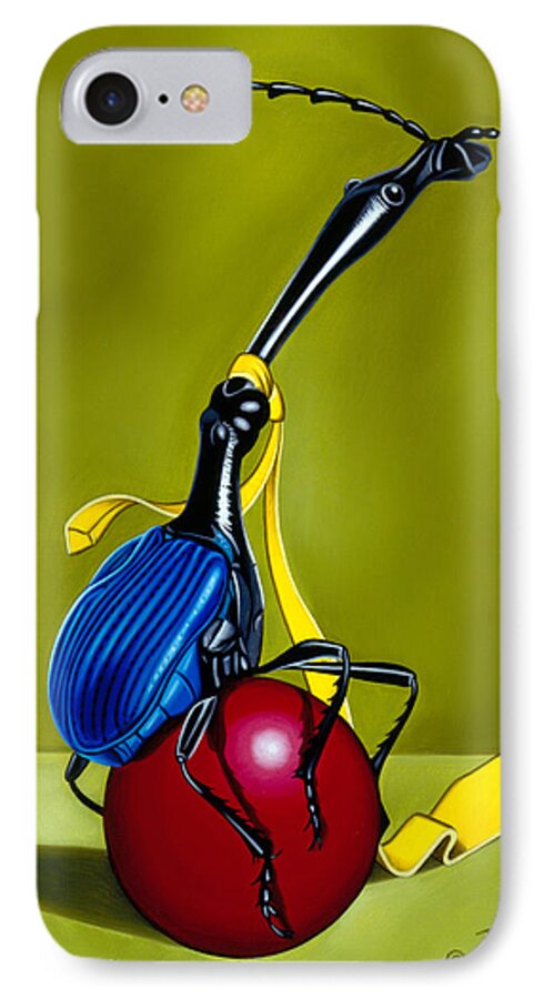 Giraffe Beetle iPhone 7 Case featuring the painting Balancing Act by Paxton Mobley