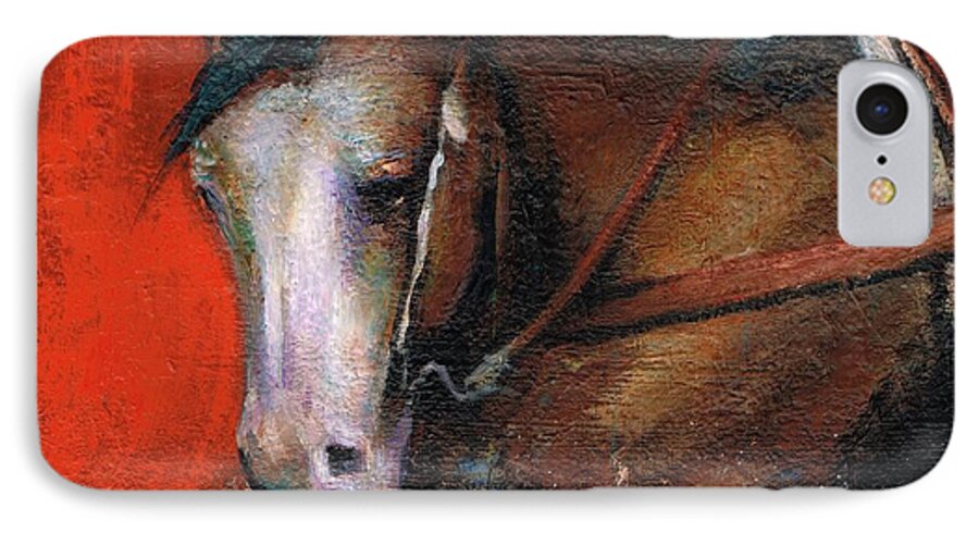 Western Art iPhone 7 Case featuring the painting Bald Face by Frances Marino