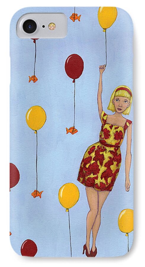 Woman iPhone 7 Case featuring the painting Balloon Girl by Christy Beckwith