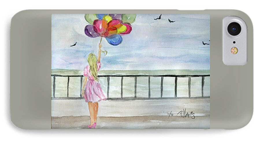 Watercolor iPhone 7 Case featuring the painting Baloons by PJ Lewis