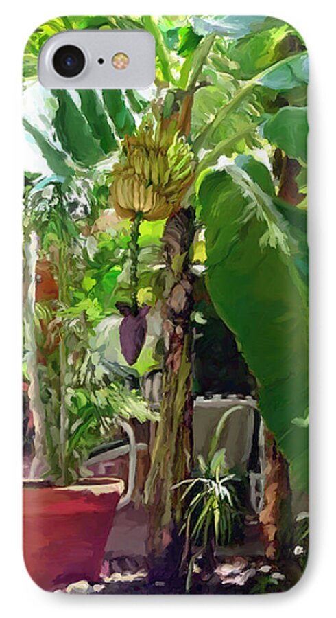 Tropical iPhone 7 Case featuring the painting Banana Tree by David Van Hulst