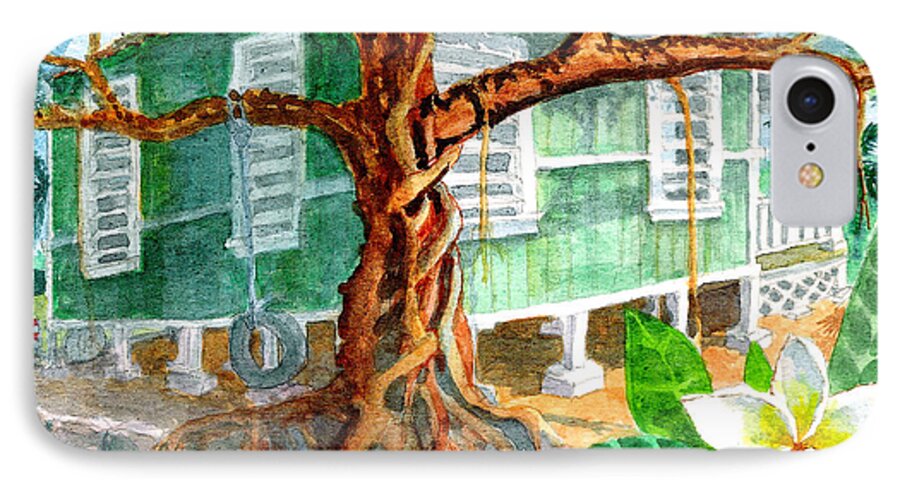Banyan Tree iPhone 7 Case featuring the painting Banyan in the Backyard by Eric Samuelson