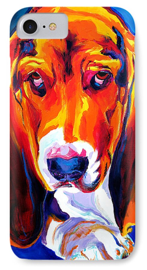 Basset iPhone 7 Case featuring the painting Basset - Ears by Dawg Painter