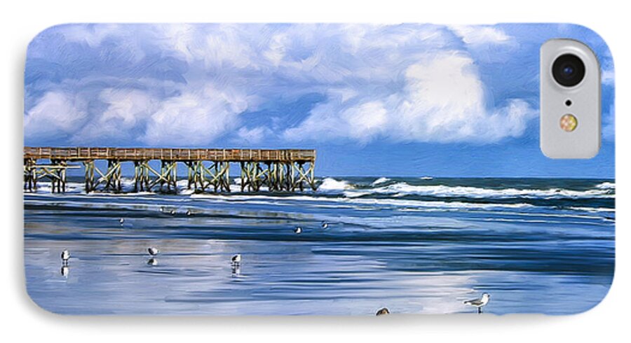 Isle Of Palms iPhone 7 Case featuring the painting Beach at Isle of Palms by Dominic Piperata
