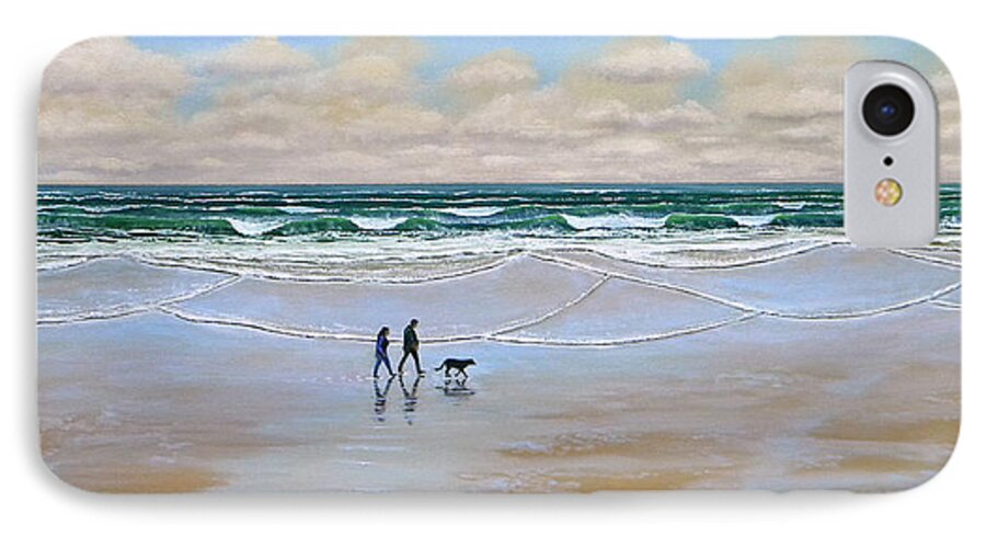 Beach iPhone 7 Case featuring the painting Beach Dog Walk by Frank Wilson