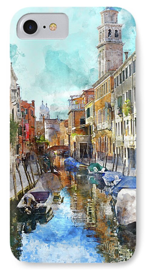 Boat iPhone 7 Case featuring the photograph Beautiful Boats in Venice, Italy by Brandon Bourdages