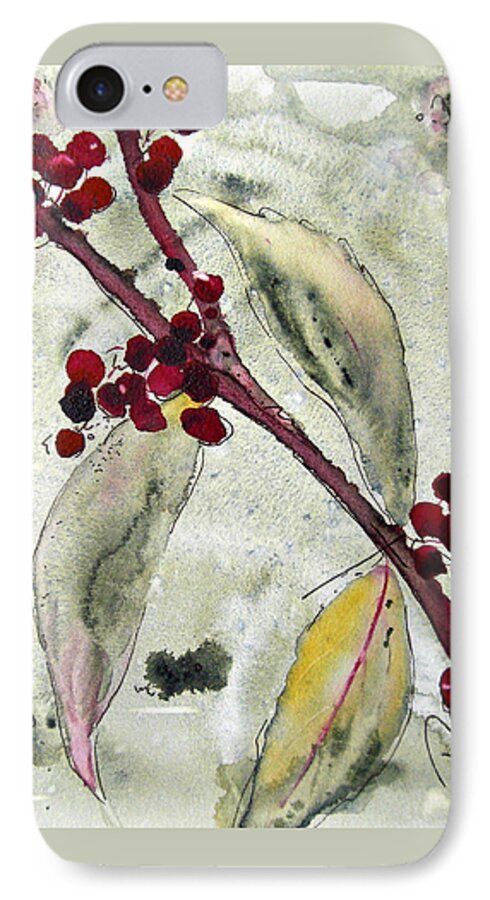 Beauty Berry Branch iPhone 7 Case featuring the painting Beauty Berry Branch by Dawn Derman