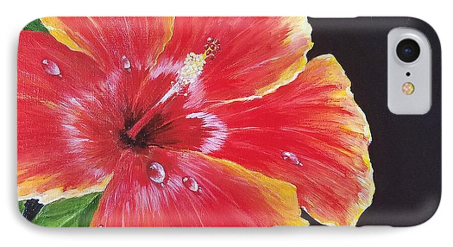 Hibiscus Flower iPhone 7 Case featuring the painting Beauty by Christie Minalga