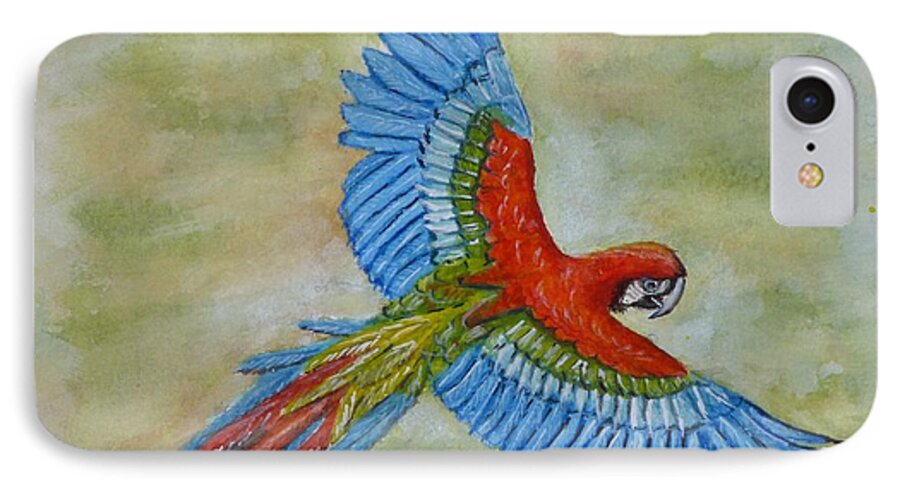 Parrot iPhone 7 Case featuring the painting Beauty in the Sky ... Parrot by Kelly Mills
