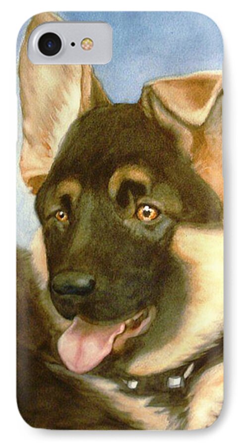 German Shepherd Puppy iPhone 7 Case featuring the painting Bella by Marilyn Jacobson