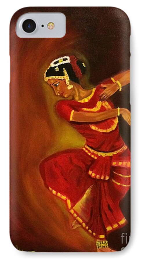 Indian Classical Dance iPhone 7 Case featuring the painting Bharatnatyam dancer by Brindha Naveen