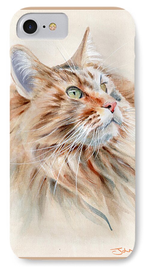 Cat iPhone 7 Case featuring the painting Bird Watching by John Neeve