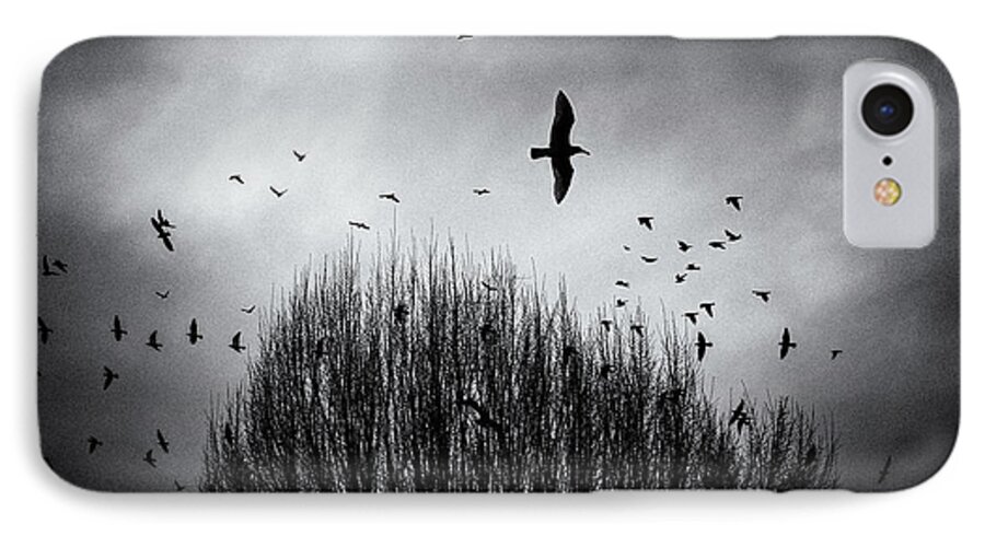 Abstract iPhone 7 Case featuring the photograph Birds over Bush by Peter V Quenter