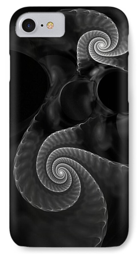 Fractal iPhone 7 Case featuring the digital art Black and White Fractal 080810 by David Lane