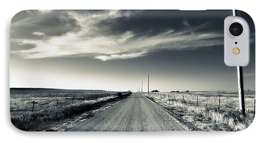 Flint Hills iPhone 7 Case featuring the photograph Black and White Gravel by Eric Benjamin