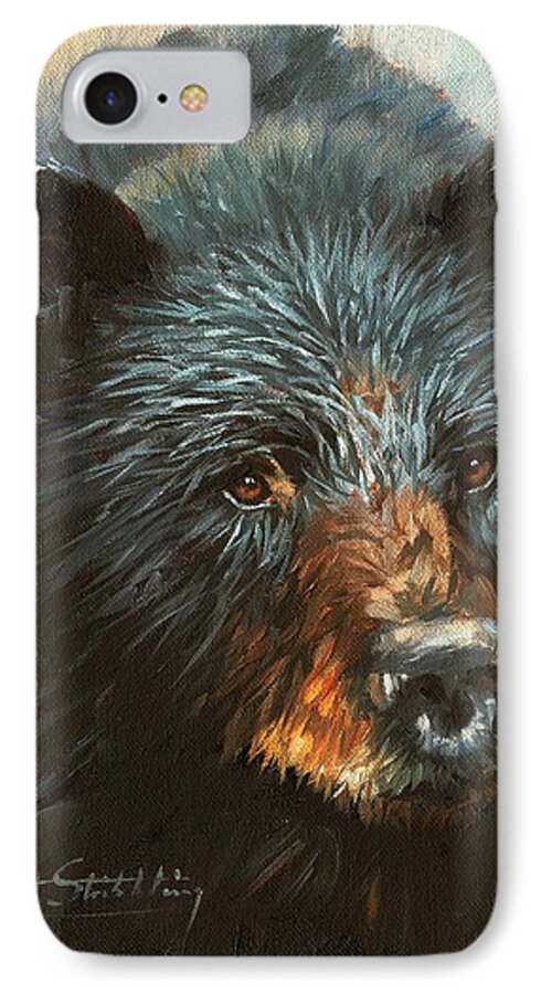 Bear iPhone 7 Case featuring the painting Black Bear by David Stribbling