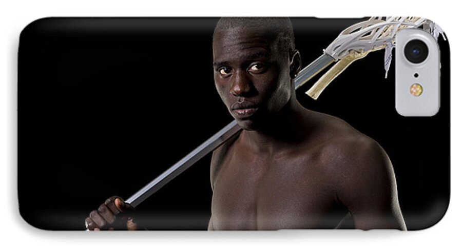 African American iPhone 7 Case featuring the photograph Black Lacrosse player by Jim Boardman