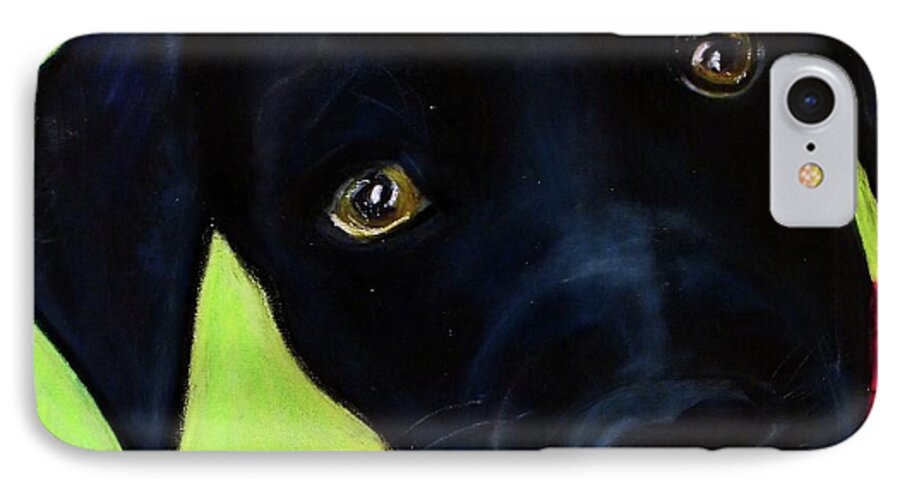 Dog iPhone 7 Case featuring the painting Black Puppy - Shelter Dog by Laura Grisham