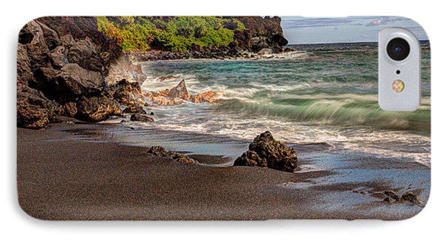 Maui iPhone 7 Case featuring the photograph Black Sand Beach Maui by Shawn Everhart