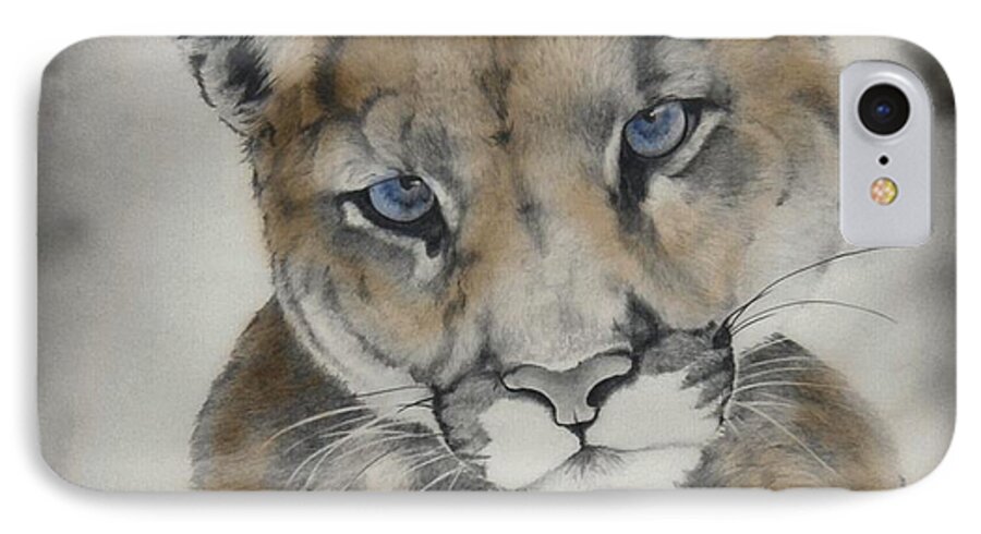 Cougar iPhone 7 Case featuring the painting Blue Eyes by Lori Brackett