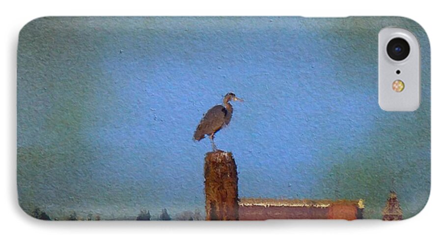 Bird iPhone 7 Case featuring the photograph Blue Heron Sky Painted by Jamie Johnson