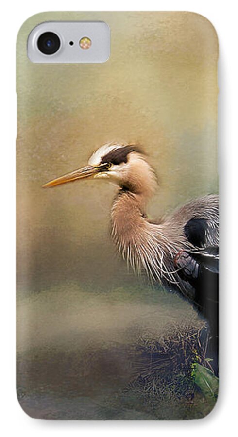 Heron iPhone 7 Case featuring the photograph Blue Heron with Texture by Eleanor Abramson