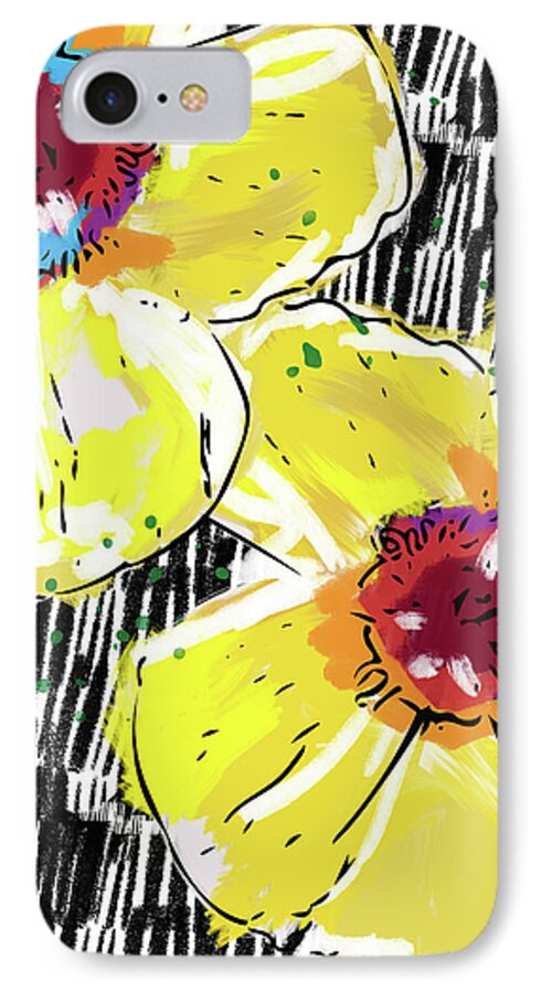 Flowers iPhone 7 Case featuring the mixed media Bold Yellow Poppies- Art by Linda Woods by Linda Woods