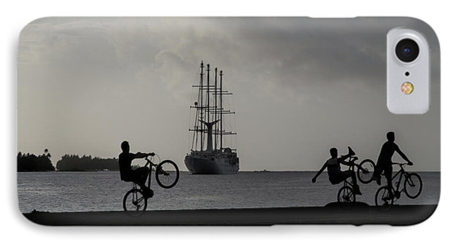 Silhouette iPhone 7 Case featuring the photograph Boys at play by Sharon Jones