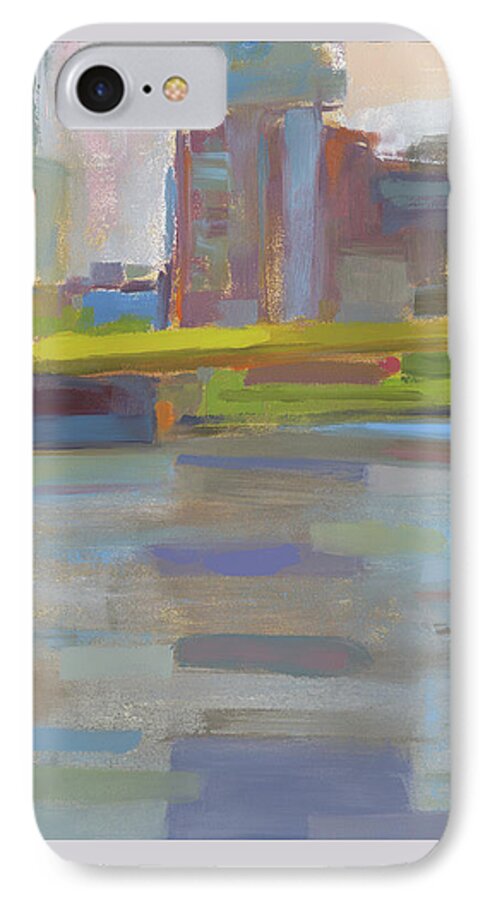 City iPhone 7 Case featuring the painting Bridge by Chris N Rohrbach